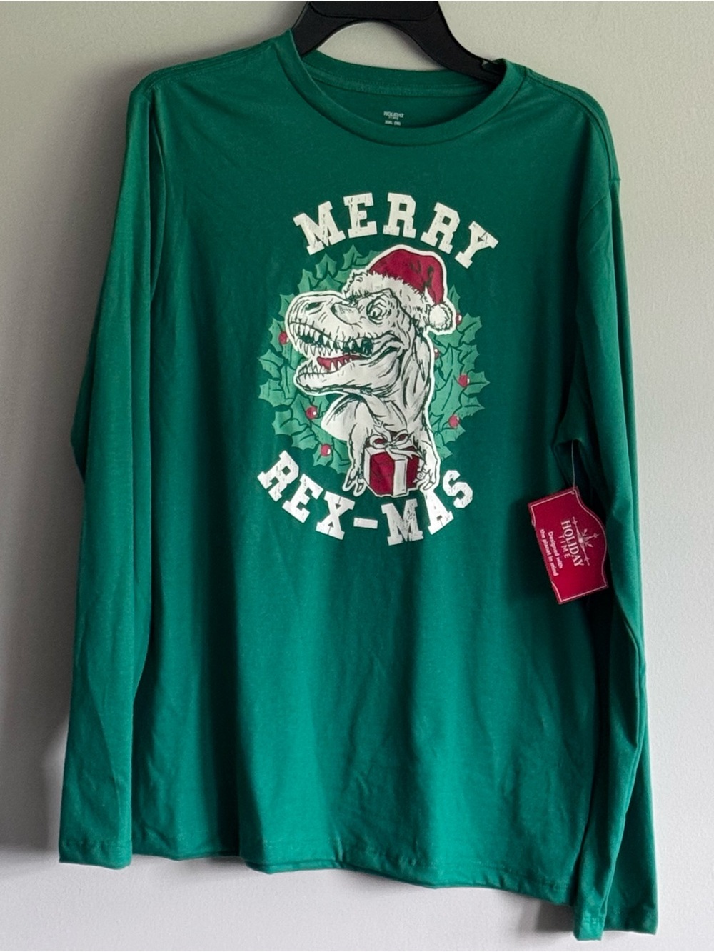 Holiday Time Boys Green 'Merry Rex-Mas' Graphic Long-Sleeve Shirt
